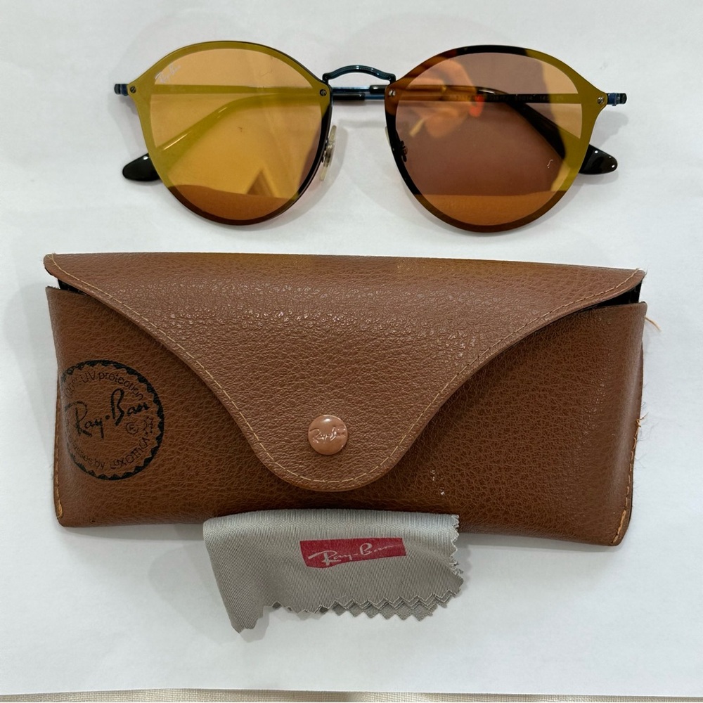 Ray-Ban Blaze 59mm Round Mirrored Sunglasses